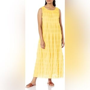 Max Studio cotton sleeveless tiered‎ maxi dress in butter yellow size small